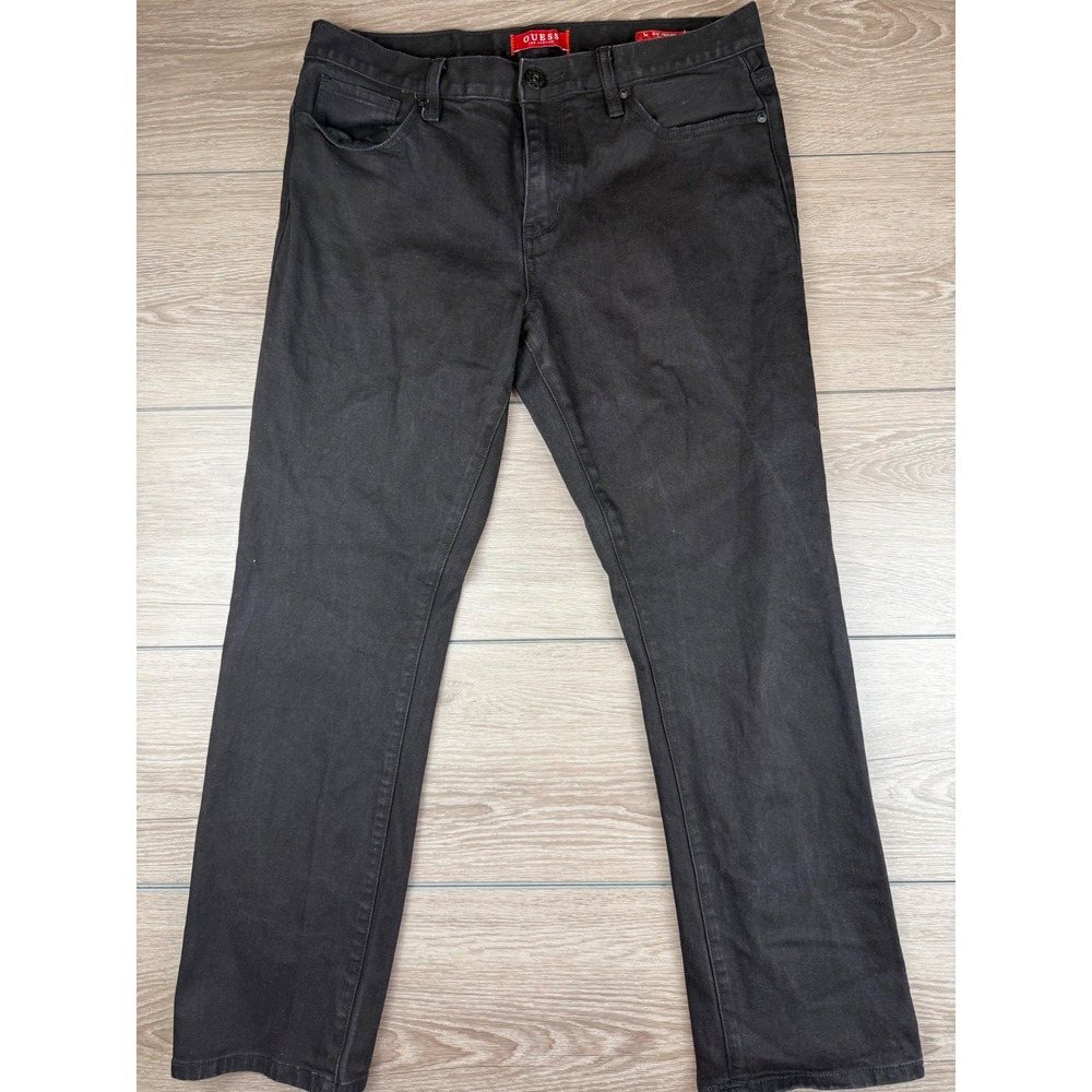 Guess Mens Jeans Slim Straight Del Mar Fit Black 33x30